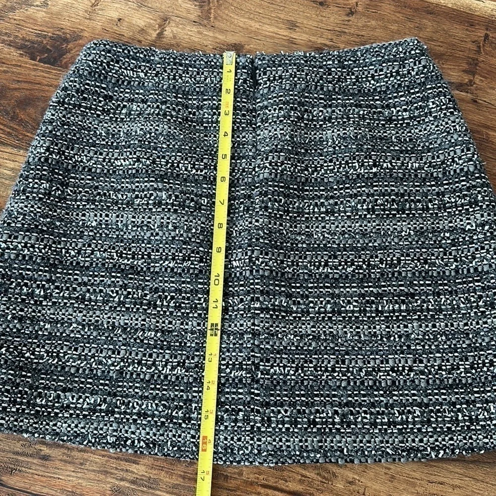 Tory Burch Ada Tweed Grey Metallic Thread Mini Skirt Sz6
